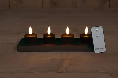 Productafbeelding van Set 4 St 3D Wick Inductive Rechargeable Black Tealight Anna's Collection