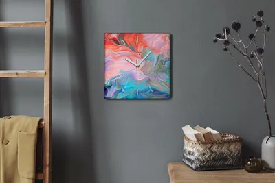 Produktbild von Coloray Hodiny Unikátní 30x30 cm  Tiché hodiny Pro obývací pokoj a kuchyň Nástěnné hodiny Plátno Bílé ručičky hodin - Abstraktní vlny