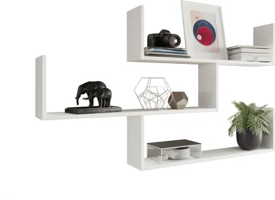 Produktbild von MATKAM Theta Hängeregal in moderner Optik, B123,6 x H54 x T21 cm, Wandregal in verschiedenen Ausführungen (Weiß)