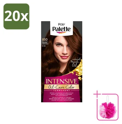 Imagen del producto de 20 tintes para el cabello Poly Palette, color marrón moka, 850 - envase de 115 ml - pack ahorro - 20 unidades