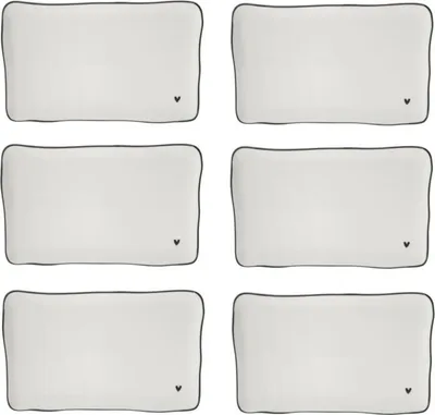 Produktbild von 6er Set Servierplatten Teller HEART rechteckig 22x13cm Bastion Collections