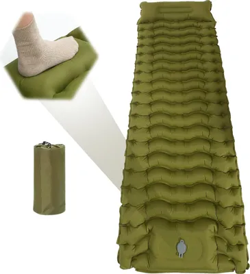 Image de Matelas de camping autogonflant - matelas gonflable unique et étanche - matelas de camping compact et portable - lit de camping gonflable pour le camping en plein air (vert militaire)