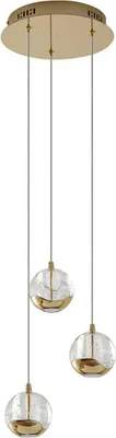 Produktbild von Lucande LED-Pendellampe Hayley, Ø 25 cm, 3-flg., gold, Glas