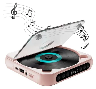 Produktbild von OKWISH CD-Player, Bluetooth CD-Player, tragbarer CD-Player mit kabelloser Verbindung, MP3-kompatibel, integrierter Lautsprecher, Aux-Eingang und Kopfhöreranschluss, Rosa