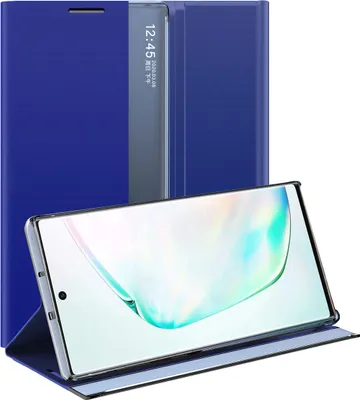 Image de Galaxy Note 10+ Plus Case, Slim Flip Leather Case with Window and Stand for Samsung Galaxy Note 10 Plus / Note 10+ 5G blue