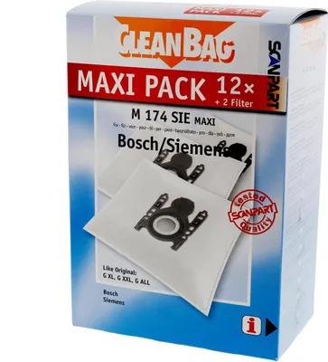 Zdjęcie produktu dla SCANPART 2687438174, Worek na kurz, Czarny, Biały, Syntetyk, Pudełko, 12 szt., 12 szt.