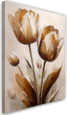 Produktbild von Leinwandbild Tulpen Blumenstrauß Blumen in Sepia 70x100 Feeby Beige bild für die wand bereit zum aufhängen