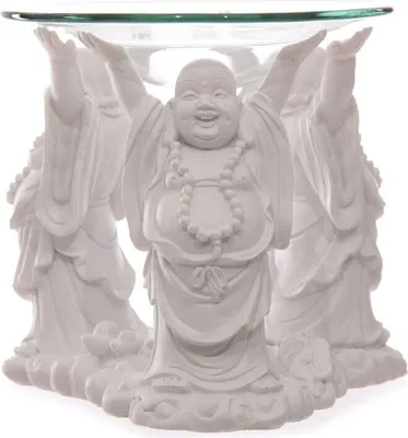 Produktbild von Weißer lachender Buddha Dutflampe mit Teelicht