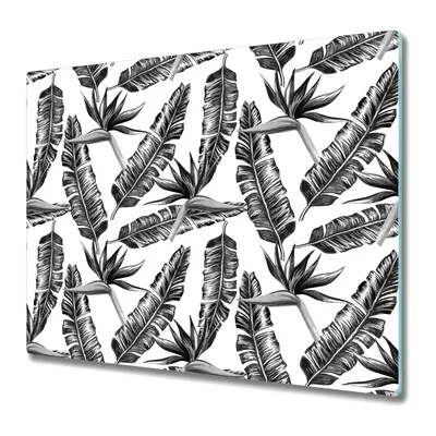 Produktbild von Küchenschneidebrett - Glasschneidebrett - Herdabdeckung - 60x52 - Tropische Palmenblätter