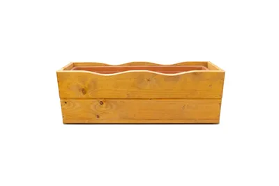 Produktbild von Schräger Pflanzkübel – Moderner Blumenkasten, platzsparend & wetterfest für Balkon, Fenster & Geländer D8 Eiche (44x22x16 cm)