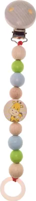 Produktbild von Schnullerkette mit Giraffenmotiv und bunten Naturperlen BxHxT 3x21x2 cm NEU