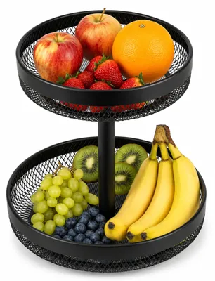 Metall-Fruitmand 2-stufig, 35x35x31,5 cm, schwarz
