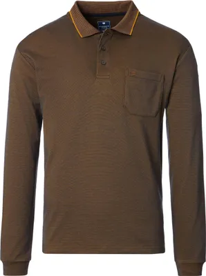 Produktbild von REDMOND Casual Herren Polo-Shirt Langarm Comfort Bi-Color Gelb L