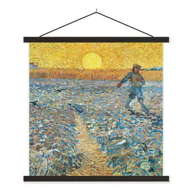 Produktbild von MuchoWow® Textilposter Der Sämann - Vincent van Gogh 120x120 cm mit schwarzem Rahmen - Aufhängungsset
