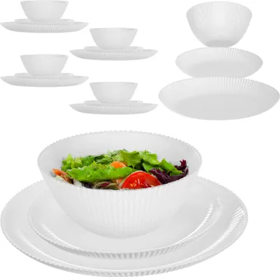 Image de Service de table - Service de vaisselle - Pour 4 personnes - Verre -  FCM - Blanc
