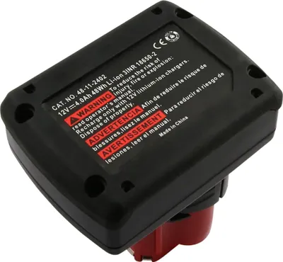 Image de Avizar, Batterie Li-Ion 12V 4000mAh 48Wh pour outil Milwaukee M12 C12B, Noir / Rouge