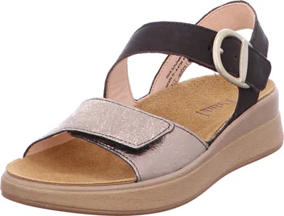 Produktbild von Damen Keilsandalen aus Leder mit verstellbarem Klettverschluss und rutschfester Sohle