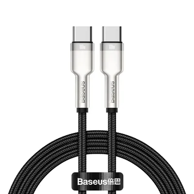 Obrázok produktu pre Baseus – dátový kábel Cafule Series Metal Type-C na Type-C, Super Fast Charge, 100 W, 480 Mbps, 20 V, 5 A, 1 m – čierny