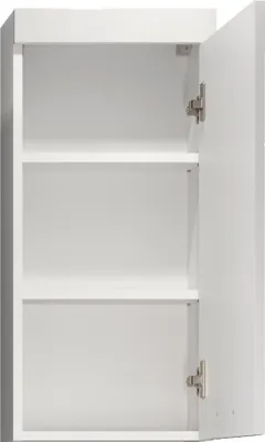 Image de Devon Armoire murale de rangement pour salle de bain, 1 porte, blanc, blanc brillant.