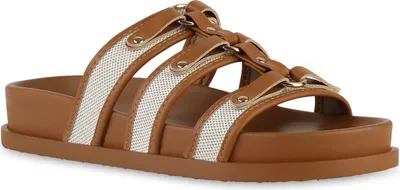 Produktbild von VAN HILL Damen Pantoletten Sandalen Bequeme Freizeit Schuhe 841593, Farbe: Hellbraun, Größe: 38
