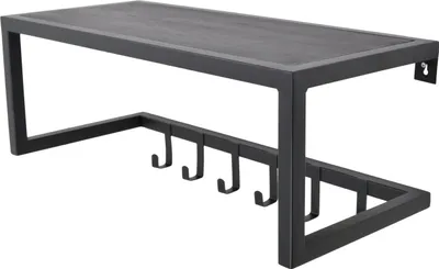 Produktbild von LOFT42 Woody Metallgarderobe Schwarz - Hutablage - Schwarzes Mangoholz