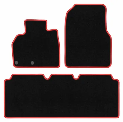 Obrázek produktu pro Velurové autokoberce pro: Renault Espace IV 2002-2014 (minivan) – sada 4 ks, černo-červené, na míru – Wielganizator CARLUX
