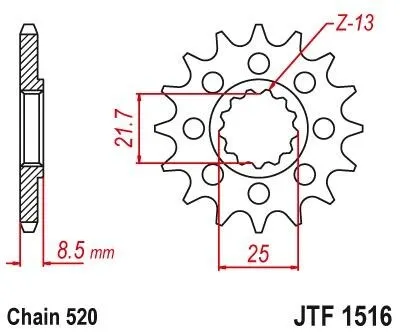 Produktbild von JTSPROCKETS Kettenritzel JTF1516.17 vorne 8.5mm Chromstahl