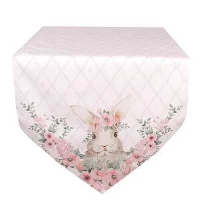 Produktbild von Clayre & Eef Tischläufer 50x160 cm Rosa Baumwolle Kaninchen