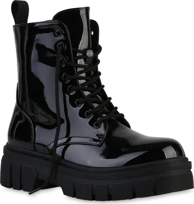 Produktbild von VAN HILL Damen Stiefeletten Plateau Boots Stiefel Profil-Sohle Schuhe 839121, Farbe: Schwarz, Größe: 37