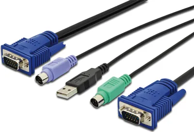 Immagine prodotto di DIGITUS KVM-Kabel D-Sub15 -> 2xPS/2+USB+D-Sub15  St/St 5.00m