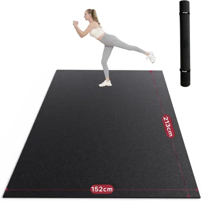 Obrázok produktu pre XXL športová podložka – fitness podložka, gymnastická podložka – pre pohodlné cvičenie – obojstranná, protišmyková – 213 x 152 cm – čierna
