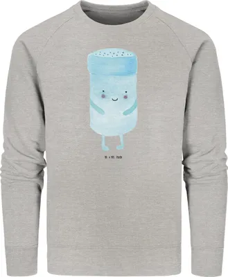 Produktbild von Mr. & Mrs. Panda Baumwoll Pullover Beste Freunde Salz Größe L - Heather Grey - Geschenk, Sweatshirt, Pulli, Sweater, Lustige Sprüche, Fehlende Keywords, Bio-Pullover
