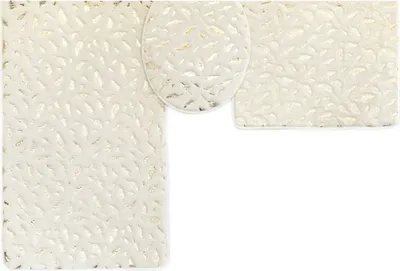 Produktbild von Almina Harmonie 3 Teiliges Bademattenset Rutschfest und Waschbar mit Federmotiv aus Polyester Creme