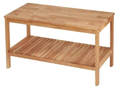 Produktbild von Naturel Home Holz Sitzbank mit Ablageboden 78 x 47 x 37 cm Massivholz, Walnussbraun