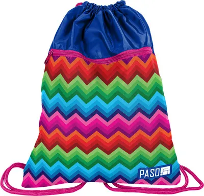 Produktbild von PASO Turnbeutel Sportbeutel Rucksack Tasche ZICKZACK leicht bunt Kinder Mädchen