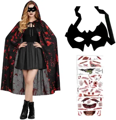 Produktbild von Verkleidung für Erwachsene zu Halloween Vampir Kostüm Umhang Maske Tattoos