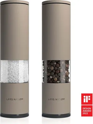 Produktbild von LARS NYSØM Salz und Pfeffer Mühle 2er Set Manuell mit einstellbarem Keramik-Mahlwerk von grob bis fein I Design Gewürzmühlenset (2 Stück) Greige