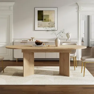 Productafbeelding van Uittrekbare eettafel, eikenhout, 120-160 cm. Keukentafel, eetkamertafel