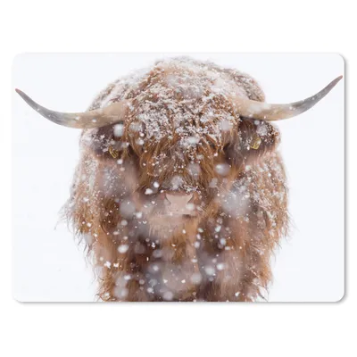 Produktbild von MuchoWow® Mauspad Mousepad Schottischer Highlander - Hörner - Schnee 40x30 cm - Mousepads - Maus Mat - Pad - Mausunterlage - Anti Rutsch