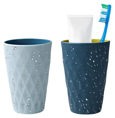 Produktbild von 2er Set Zahnputzbecher Kunststoff Nordischer Stil Azzurro + Blu Profondo 450ml