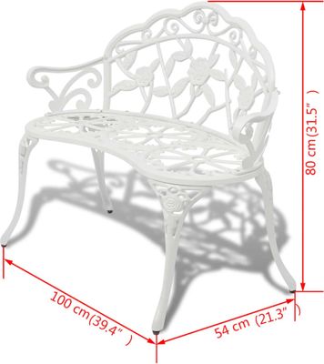 vidaXL Zahradní lavice 100 cm z litého hliníku, bílá