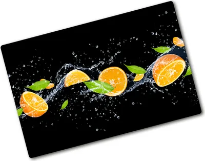 Produktbild von Tulup Glas Herdabdeckplatte - 80x52 cm - Glaskeramikkochfeld-Abdeckung Spritzschutz Glasabdeckplatte - Einteilig - Essen & Getränke - Orangen und Wasser - Orange