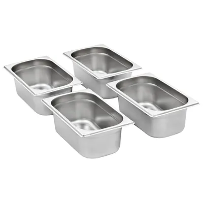 Zdjęcie produktu dla vidaXL Pojemniki gastronomiczne 8 szt. GN 1/4 100 mm stal nierdzewna