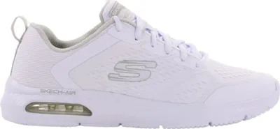 A white Skechers Dyna-Air-Pelland sneaker is shown from the side against a white background.