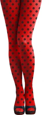 Produktbild von Oblique Unique y Strumpfhose für Damen mit Punkten blickdicht für Fasching Karneval - rot schwarz