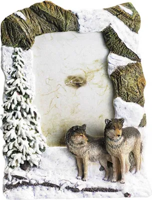 Produktbild von Bilderrahmen Wolfspaar vor schneebedeckter Tanne
