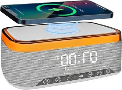 Image de Réveil numérique avec haut-parleur Bluetooth et veilleuse, 12 couleurs