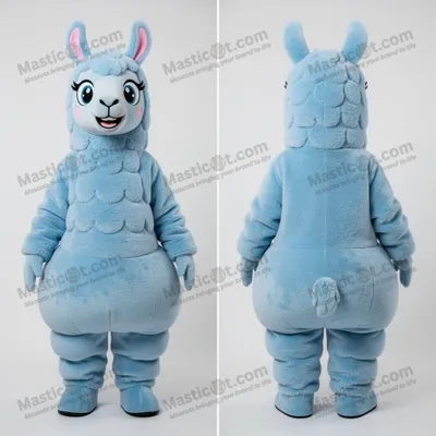 Produktbild von Himmelblaues MASTICOT flauschiges Lama-Maskottchen