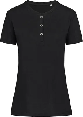 Produktbild von Stedman ST9530 | Damen Sharon Henley T-Shirt for women - Farbe: Black Opal - Größe: L