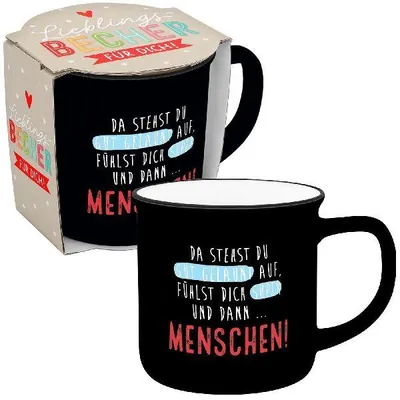 Produktbild von Becher in Emailloptik "Menschen"